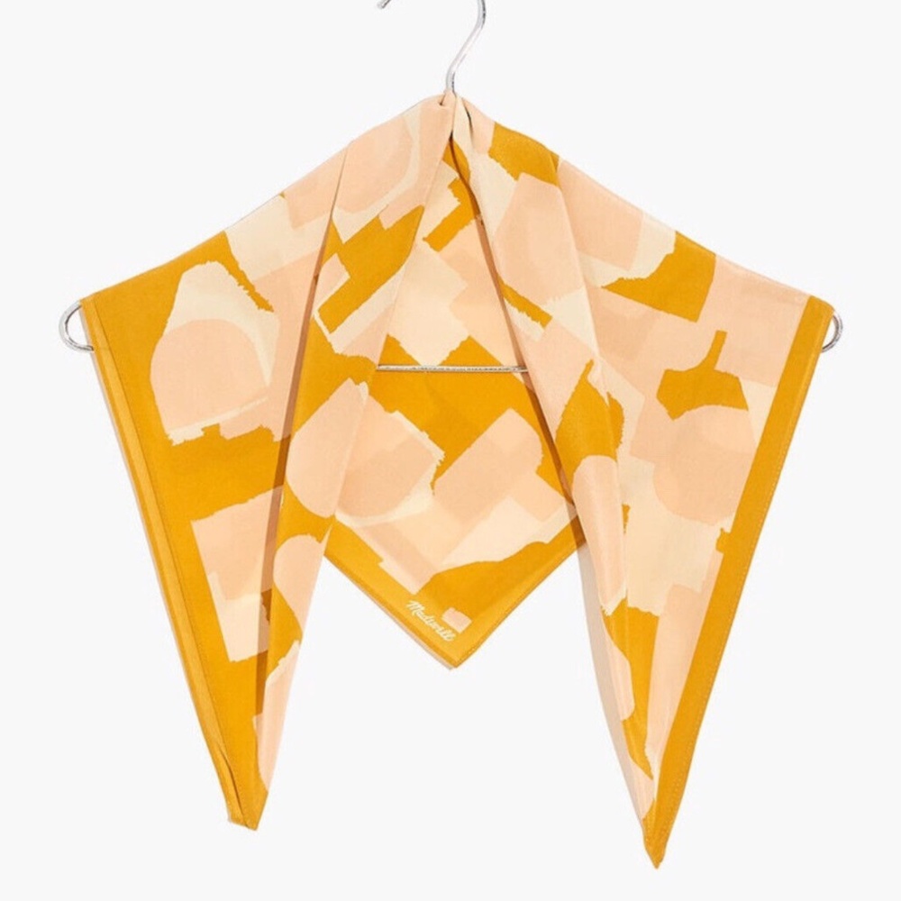 Mustard & Blush Abstract Print Silk Scarf